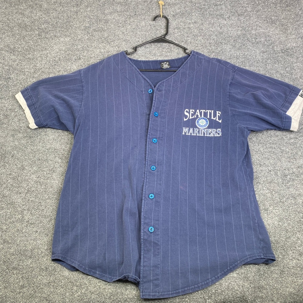 Vintage Seattle Mariners Jersey Front Row Salem Sportswear Navy Pinstripe XL USA